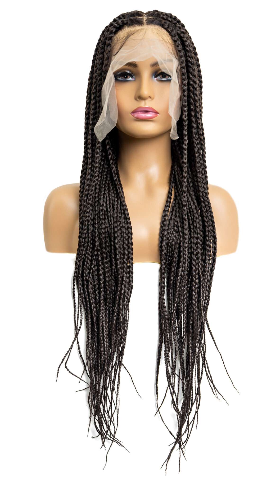 Knotless Square Box Braid Full Lace Wig in natural color with HD transparent lace