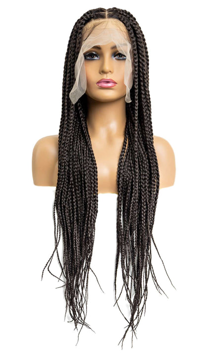 Knotless Square Box Braid Full Lace Wig in natural color with HD transparent lace