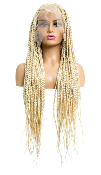 Knotless Square Box Braid Full Lace Wig in natural color with HD transparent lace